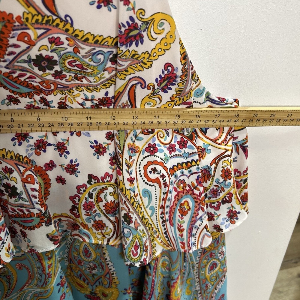 NY & Company Paisley print 3 tier swing Dress Size M Sleeveless Halter - Picture 7 of 10